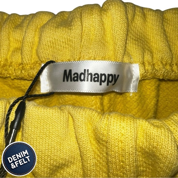 MadHappy Sun Yellow EARTH DAY ORGANIC FLEECE SHORT w/ Recycle Logo | NEW/NWT🌎 - Picture 7 of 10